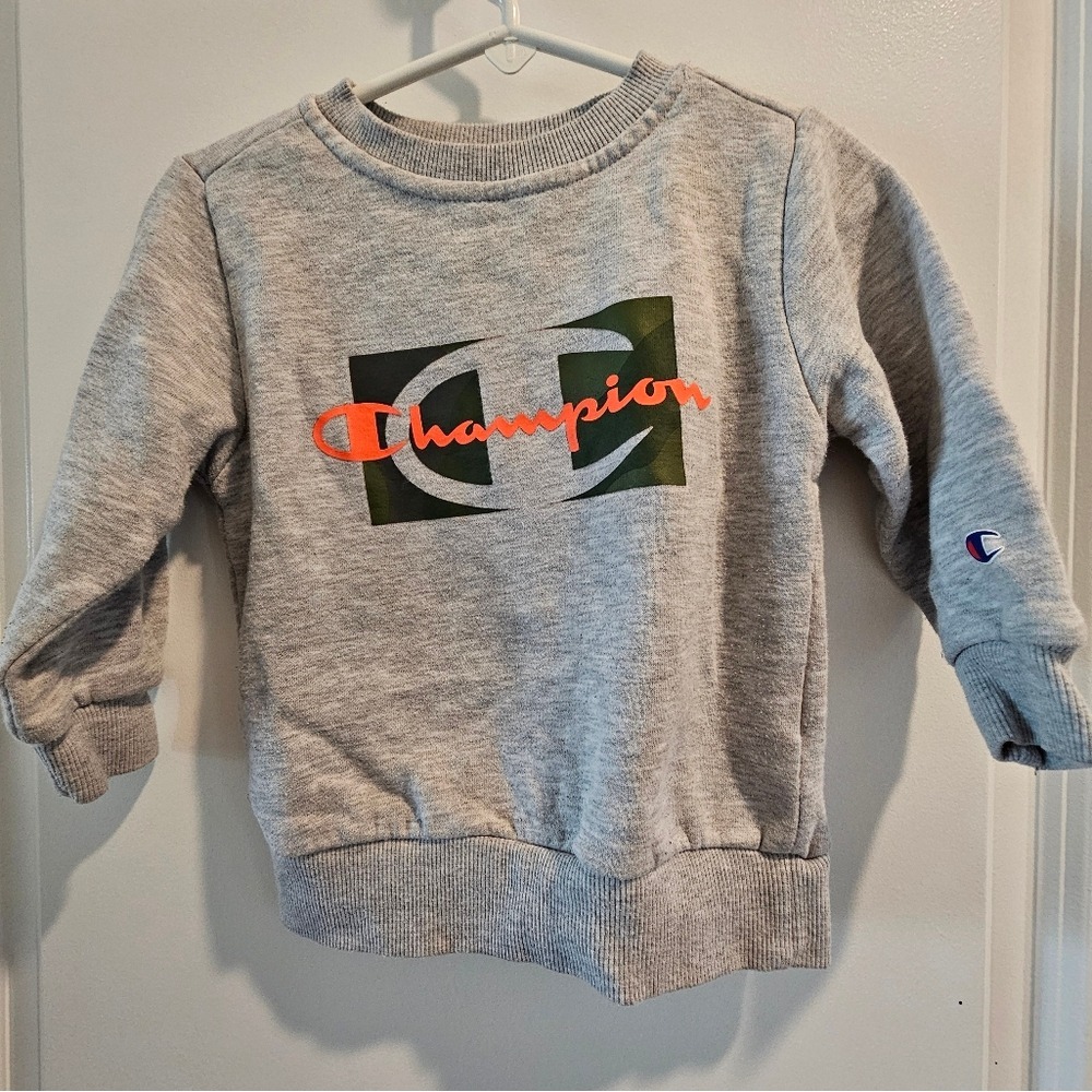 2T‎ Kids Champion Gray Graphic Sweatshirt  Sporty Retro Comfy Spring Fall Winter